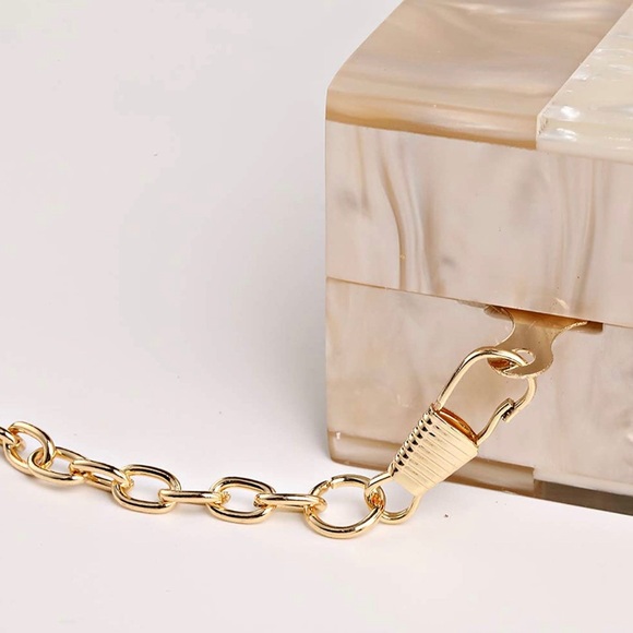 💎 Women Acrylic Evening Clutch bag Glitter Marble Purse Handbag - Picture 7 of 9